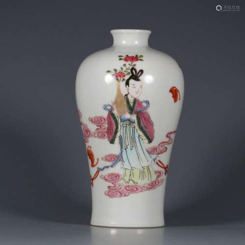 Pastel figure plum vase