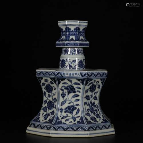 Blue and white candlestick