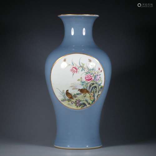 Azure glaze pastel Guanyin bottle