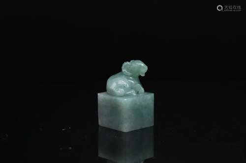 JADEITE 'GOAT' SEAL, late Qing Dynasty to Republic...