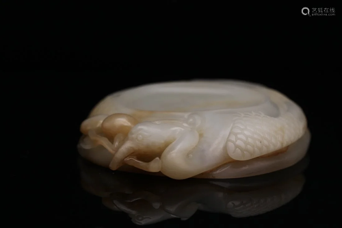 A WHITE JADE 'WILD GOOSE' INKSTONE, Ming Dynasty (...