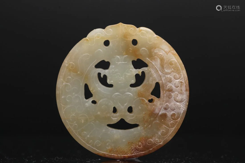 A WHITE AND RUSSET JADE PLAQUE, Ming or Qing Dynasty (privat...