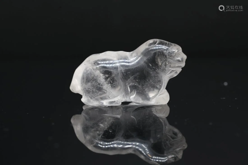 A ROCK CRYSTAL 'MYTHICAL BEAST' CARVING, Yuan Dyna...