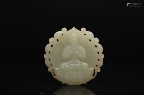 A WHITE JADE BUDDHA PLAQUE, Qing Dynasty (private English co...