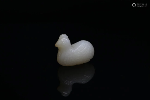 A WHITE JADE CARVING OF A ROOSTER, QING DYNASTY OR LATER (pr...