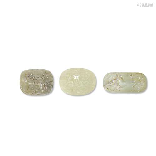 A GROUP OF THREE JADE PLAQUES