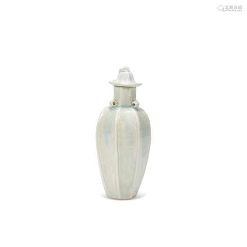 A QINGBAI FLUTED VASE AND COVER