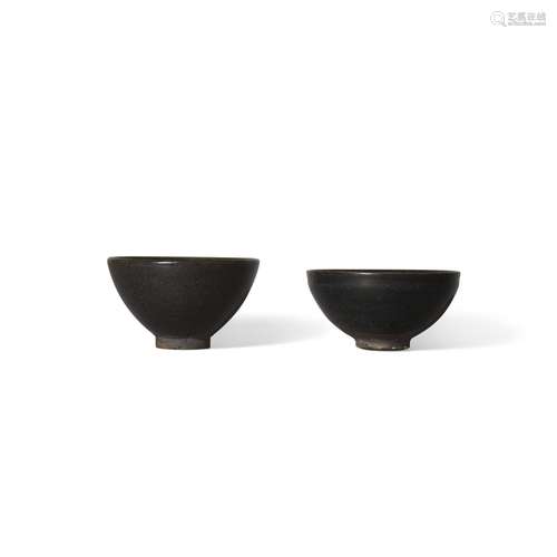 TWO SMALL BLACK-GLAZED BOWLS