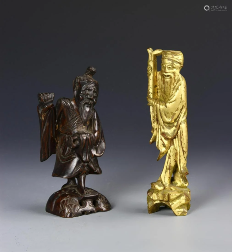 Chinese Two Vintage Wood Figures