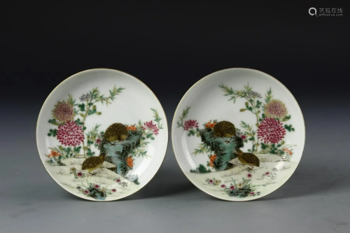Pair of Chinese Famille Rose Dishes