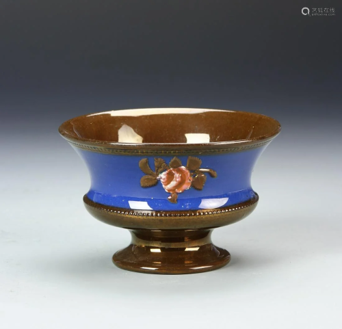 Copper Luster Bowl With Blue Band