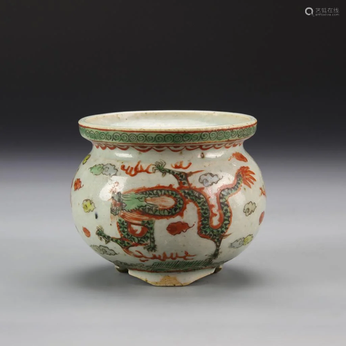 Chinese Wucai Tripod Censer