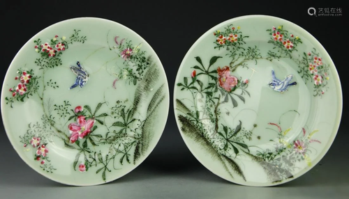 Pair Of Chinese Famille Rose Plates