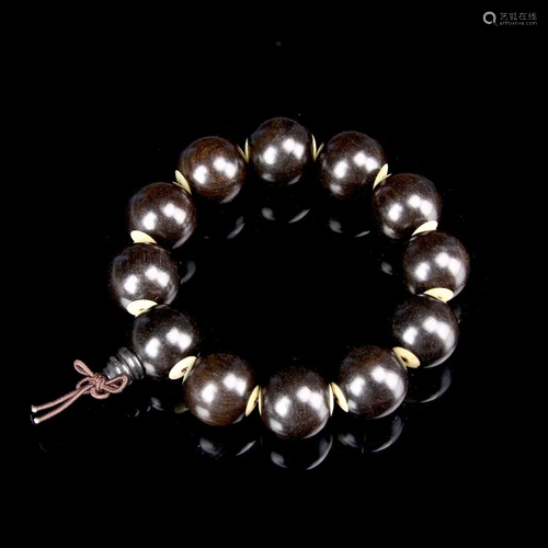 Chinese Black Albany Wood Beaded Bracelet