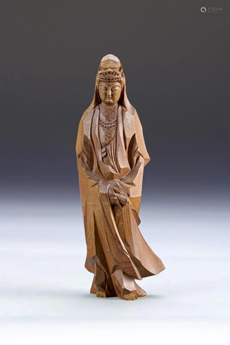 Chinese Carved Wood Guanyin Statue