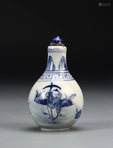 Chinese Blue and White Porcelain Snuff Bottle