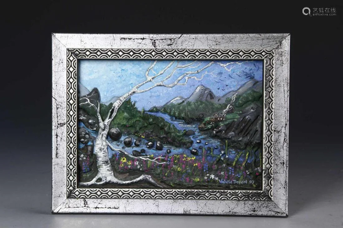 Framed Mini Oil Painting of Landscape