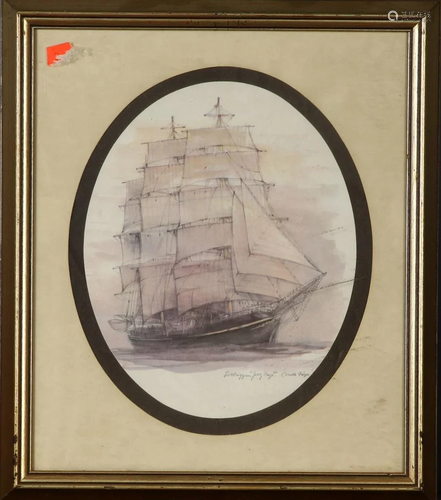 Vintage Framed Tallship Print