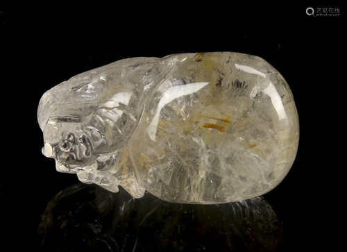 Chinese Carved Crystal Pebble