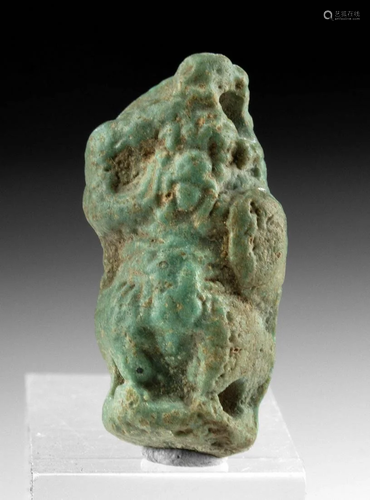 Egyptian Ptolemaic Glazed Faience Amulet of Nude Bes