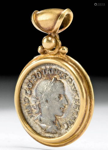 16K+ Gold Pendant w/ Roman Gordian III Denarius