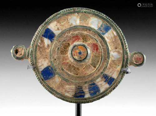 Romano-British Enameled Brass Fibula - Circular Form