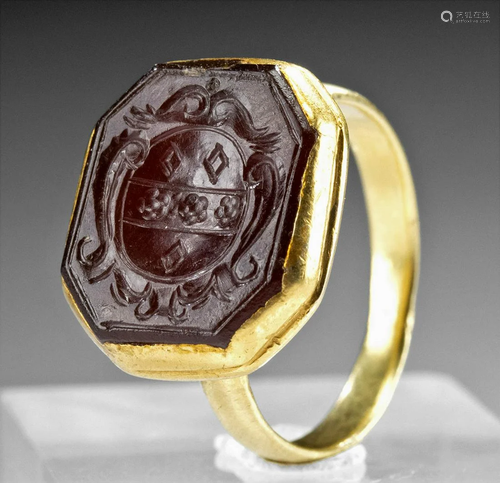 Gorgeous 17th C. European Gold Ring w/ Carnelian Signet