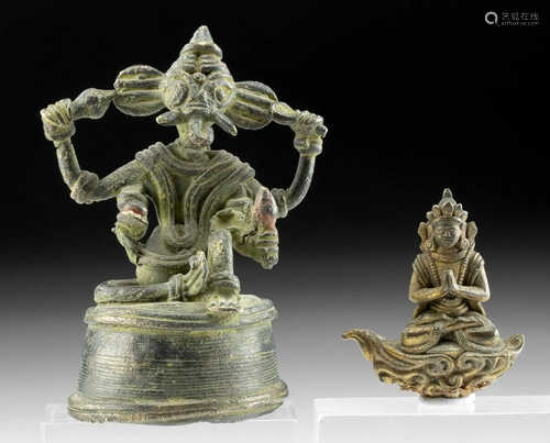 19th C. Indian & Tibetan Brass & Gilt Brass Idols (2...