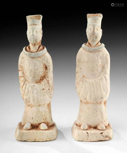 Pair of Chinese Pottery Attendant Figures