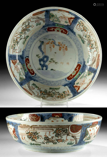 19th C. Chinese Qing Dynasty Imari Pottery Bowl