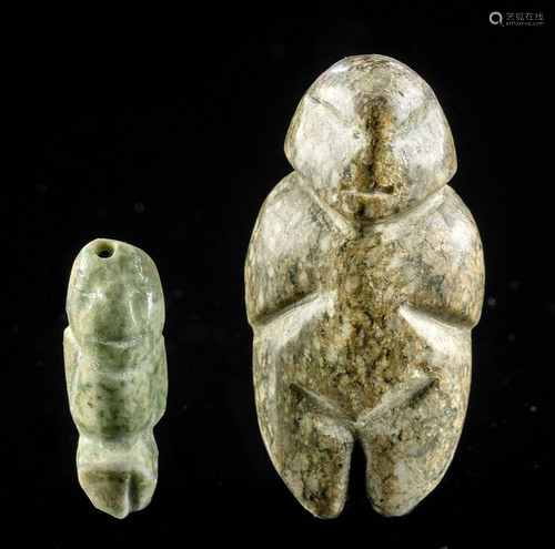 Pair of Guerrero Mezcala Greenstone Figural Pendants