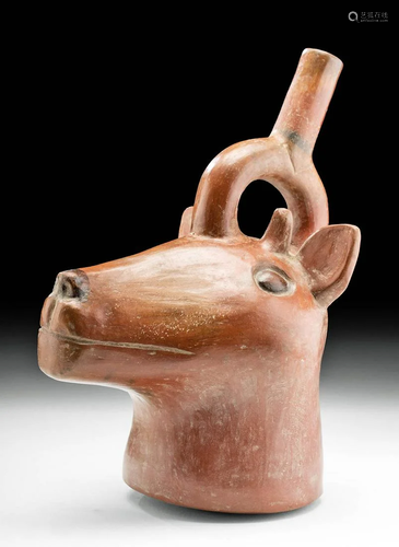 Inca Terracotta Stirrup Vessel - Deer Head