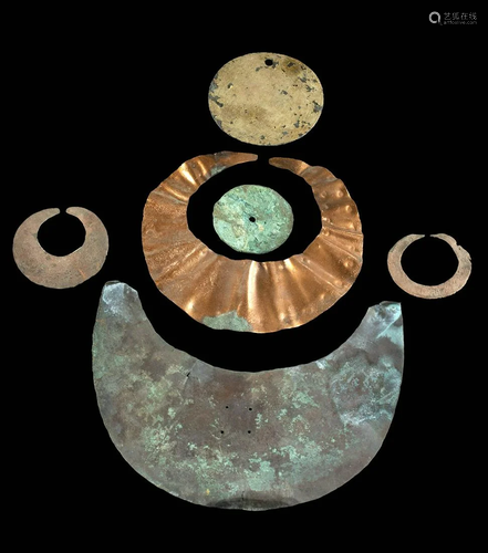 4 Salinar Copper Nose Rings, 1 Dangler, & 1 Ornament