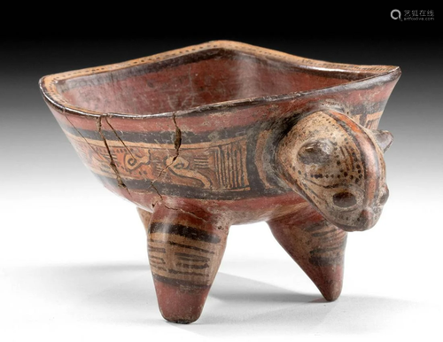 Nicoya Polychrome Tripodal Rattle Vessel - Feline Form