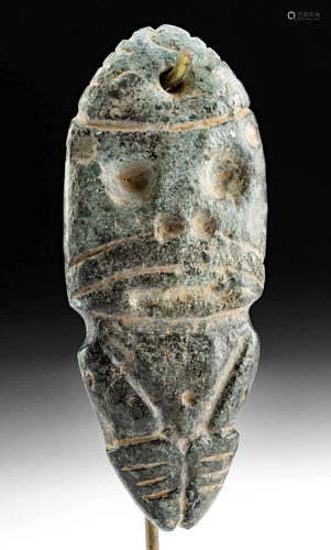 Taino Greenstone Figural Pendant of a Zemi