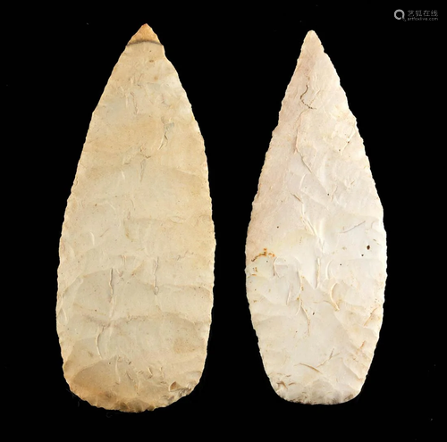 Pair of Archaic Native American Chert Stone Spear Tips