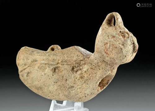 Prehistoric Mississippian Pottery Pipe - Bird Effigy