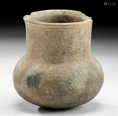 Mississippian Walls Engraved Pottery Jar - TL Tested