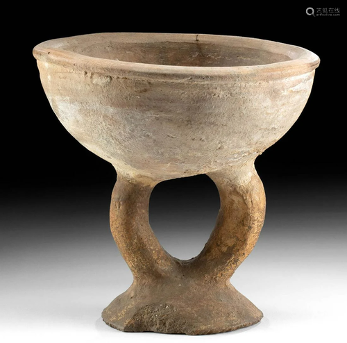 14th C. Djenne Pottery Double Stemmed Bowl