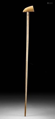 19th C. Hawaiian Whale Bone Cane w/ Sperm Whale Tooth