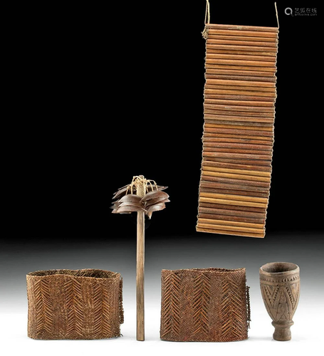 19th C. Papua New Guinean Wood & Reed Assortment, 5