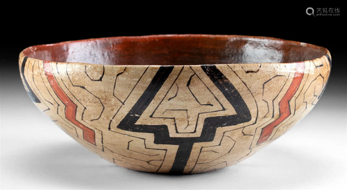 19th C. Shipibo Polychrome Bowl w/ Geometric Motifs