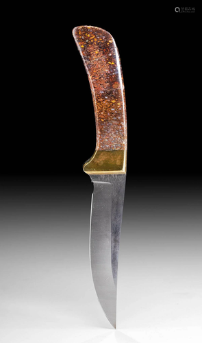 Fossilized Dinosaur Bone Handle & Steel Knife