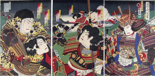 Toyohara CHIKANOBU (1838-1912): Scene from the play: Sekigah...