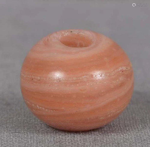 19c glass OJIME netsuke slide salmon coral