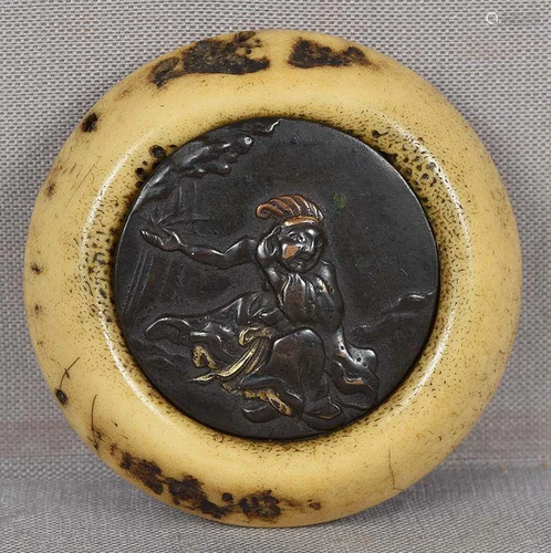 19c netsuke KYOYU Sage of Bamboo Grove by waterfall