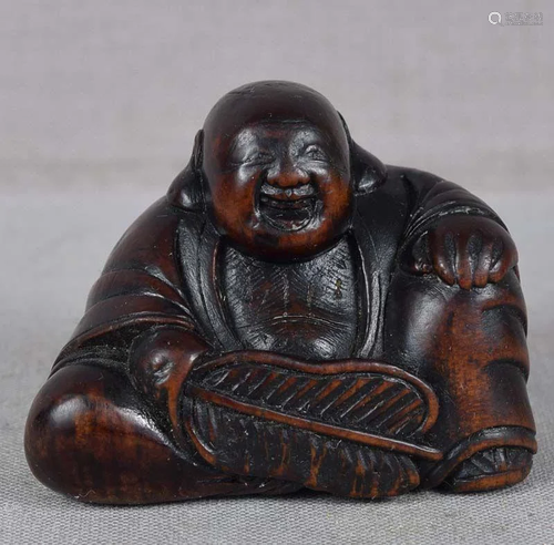 18c netsuke HOTEI with fan