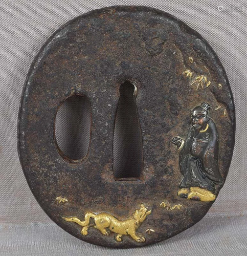 18c Japanese sword TSUBA BUKAN ZENSHI with TIGER