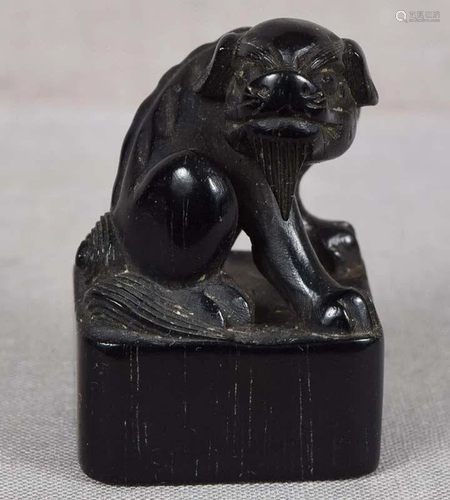 Early 19c ebony netsuke SHISHI