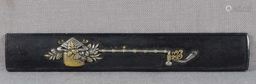 19c Japanese sword KOZUKA ritual ladle & flowers